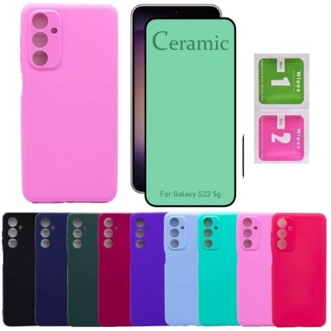 Kit 2 em 1 Samsung A05/A05S/A14/A15/A24/A25/A34/A35/A54/A55/M33  Capa Capinha Colorida Aveludada + Película Cerâmica em Oferta na Shopee