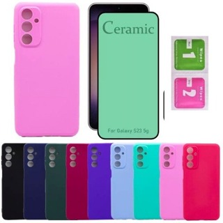 Kit 2 em 1 Samsung A05/A05S/A14/A15/A24/A25/A34/A35/A54/A55/M33  Capa Capinha Colorida Aveludada + Película Cerâmica em Oferta na Shopee