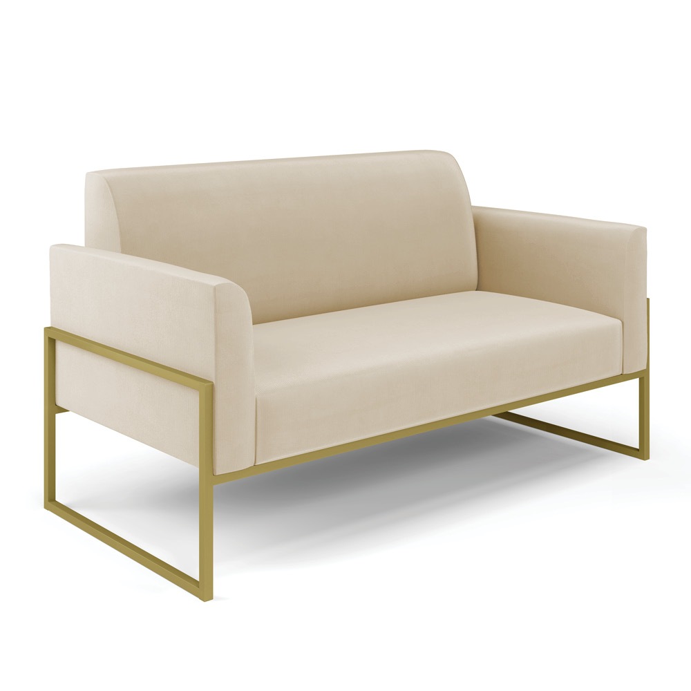Sofá 2 Lugares Industrial Alta Dourado Marisa Suede