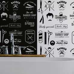 Papel de Parede Adesivo Barbearia Barber Preto Branco Autocolante Lavável