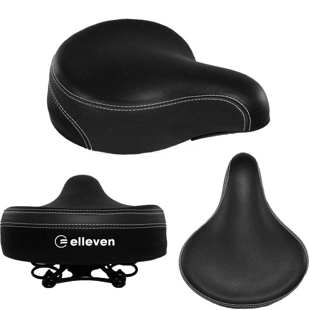 Selim Largo Elleven Beach 2 Molas banco bicicleta ergometrica  Bike spinning Grande cor Preto confortável 250x220mm em Oferta na Shopee