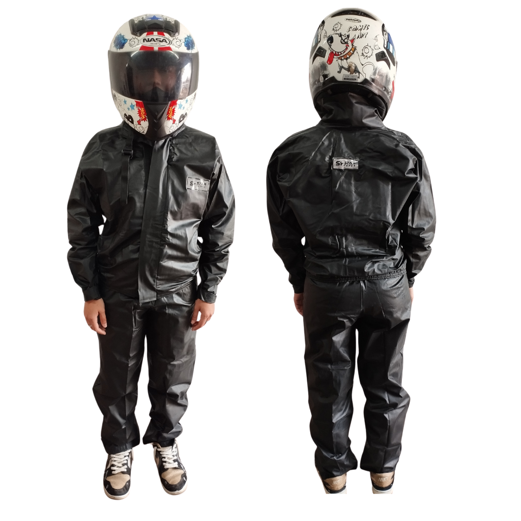Capa De Chuva Infantil Unissex - Conjunto Calça Jaqueta Impermeável Urbano Pvc - Moto / Criança
