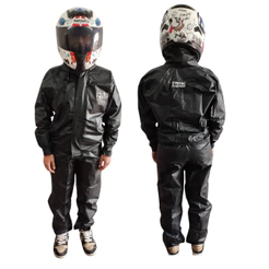 Capa De Chuva Infantil Unissex-Conjunto Calça Jaqueta Impermeável Urbano Pvc-Moto/Criança