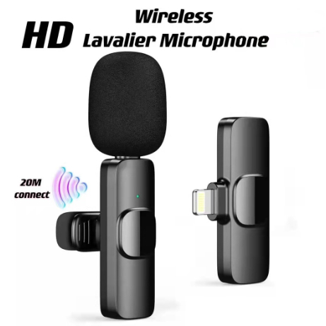 Microfone Lapela Sem Fio Compatível iPhone e Android Vlog