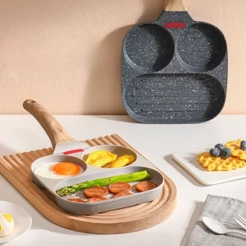 Frigideira Panela Antiaderente Cerâmica 3 Em 1 Para Bife e Ovo Frito