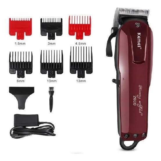 Máquina de Cortar Cabelo Profissional sem fio recarregável Kemei original cordless Km 2600 - bivolt 110v/220v