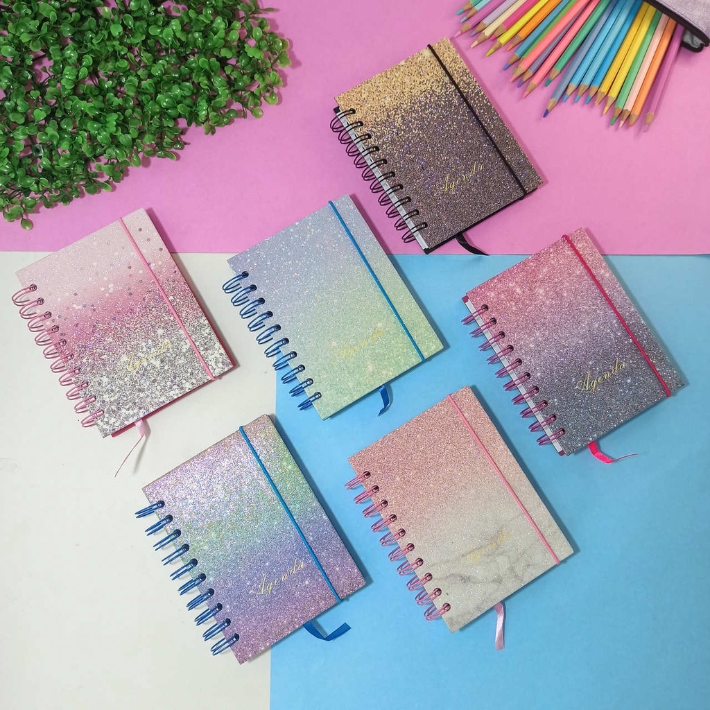 Agenda Permanente Colorida com Glitter 80/160 Folhas em Oferta na Shopee