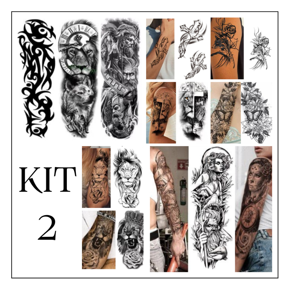 Kit 2 Tattoo Fake a Prova D'água Unisex Realistas 3D Festa Social Verão Praia Unisex-Tatuagem Temporária em Oferta na Shopee