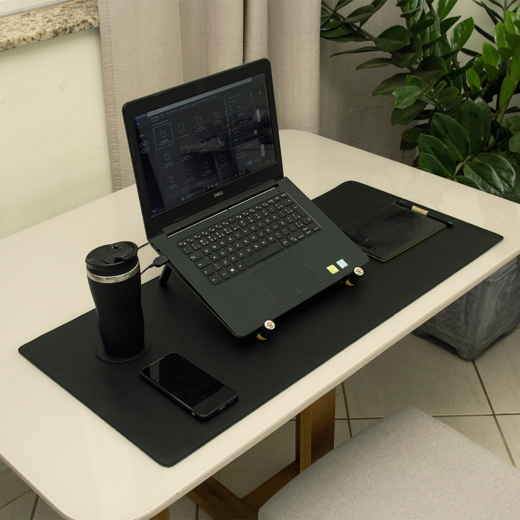 Mouse Pad Grande Deskpad 90x40cm Impermeável Couro Sintético