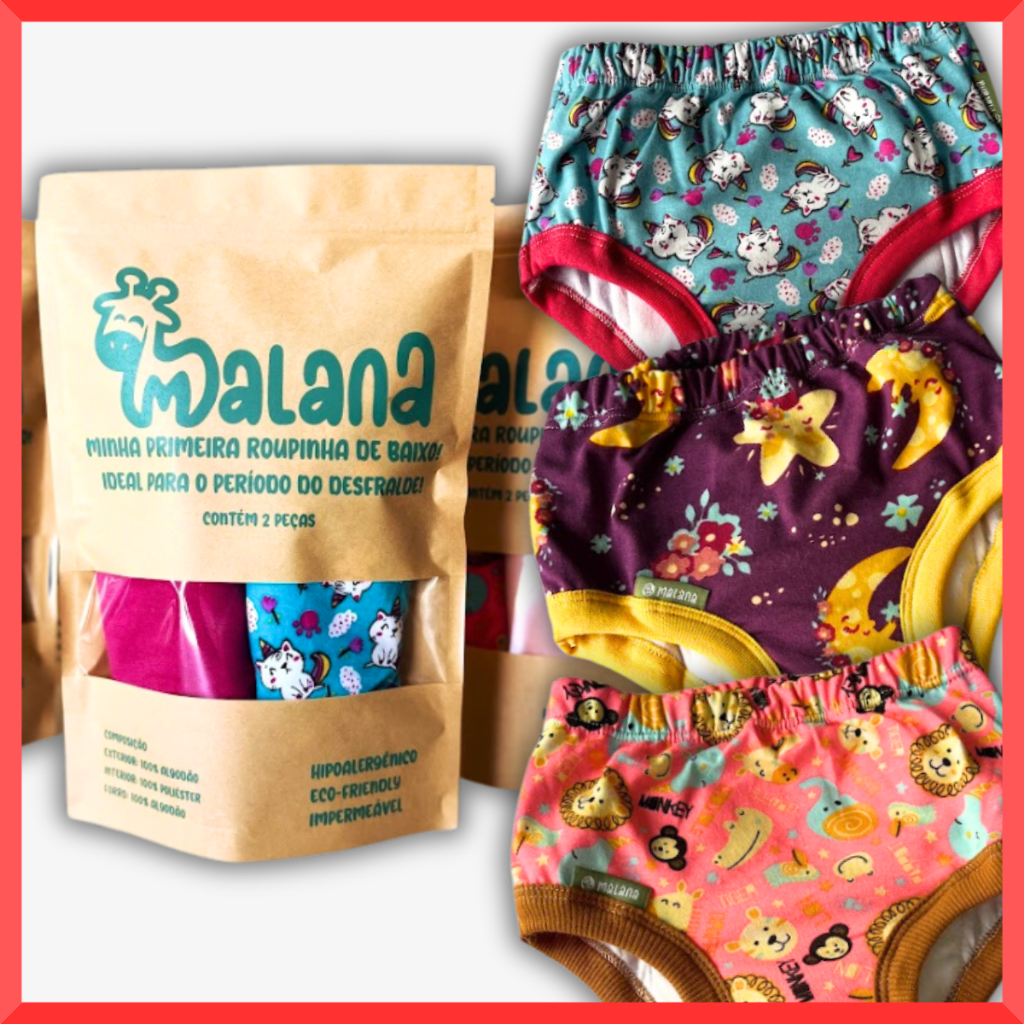 Kit 2 Roupas Treinamento Desfralde Premium - Cueca / Calcinha Impermeável Absorvente Para Uso Diurno