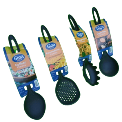 Conjunto com 4 Concha Espagueteira Escumadeira Colher Kit Reforçado