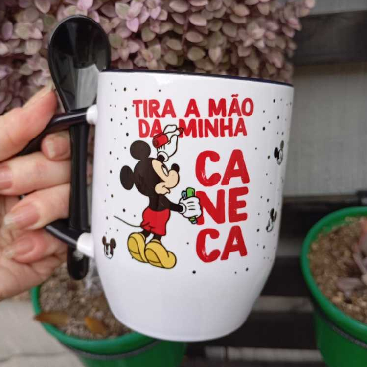 Caneca de Cerâmica Tira a Mão da Minha Caneca Mickey Mouse