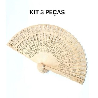 LEQUE DE MADEIRA CHINÊS ORIENTAL kit com 3 unidades