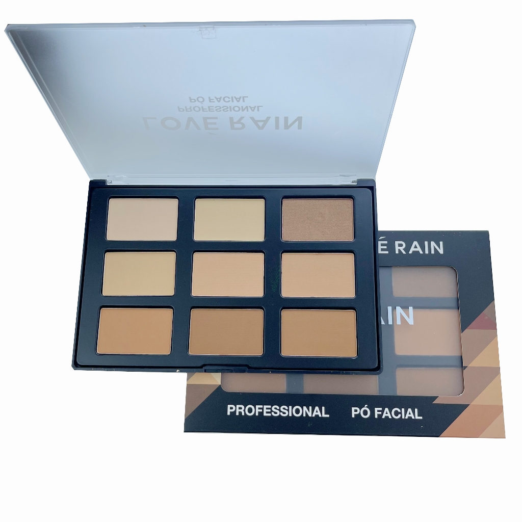 Paleta De Pó Facial Profissional Makeup LR-9130 LOVÉ RAIN em Oferta na Shopee