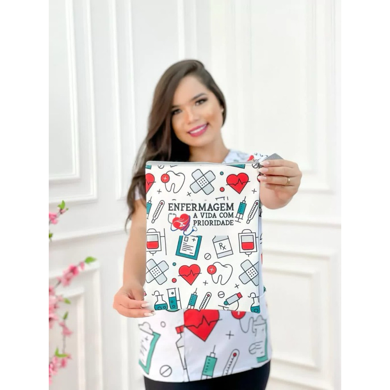 Porta Jaleco Bolsa Enfermagem Coração
