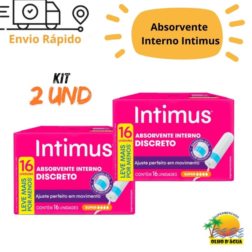 Kit com 2 Pacotes : Absorvente Interno Intimus Super Com 16 Unidades-