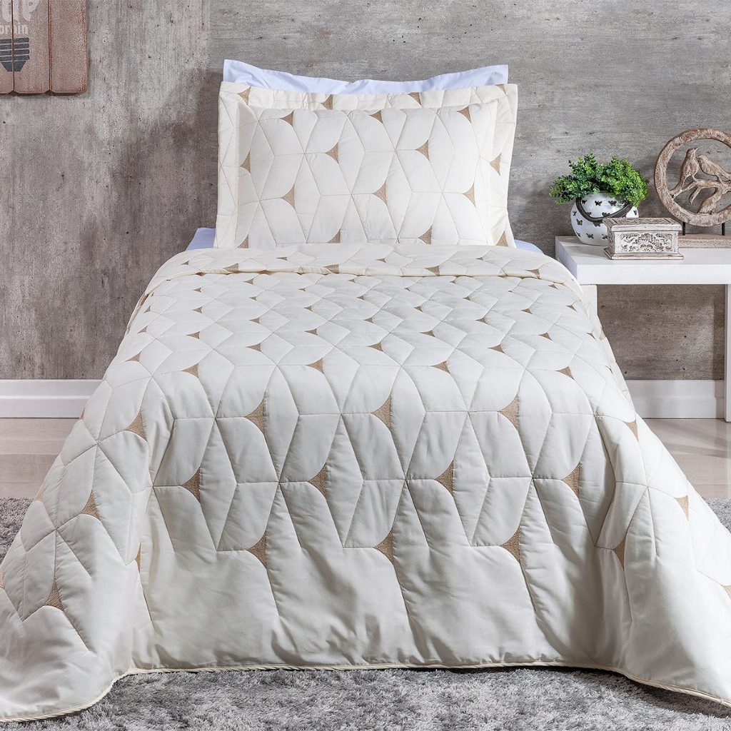 Cobre Leito 2 Peças Solteiro Percal 200 Fios Berlim Bordado em Oferta na Shopee