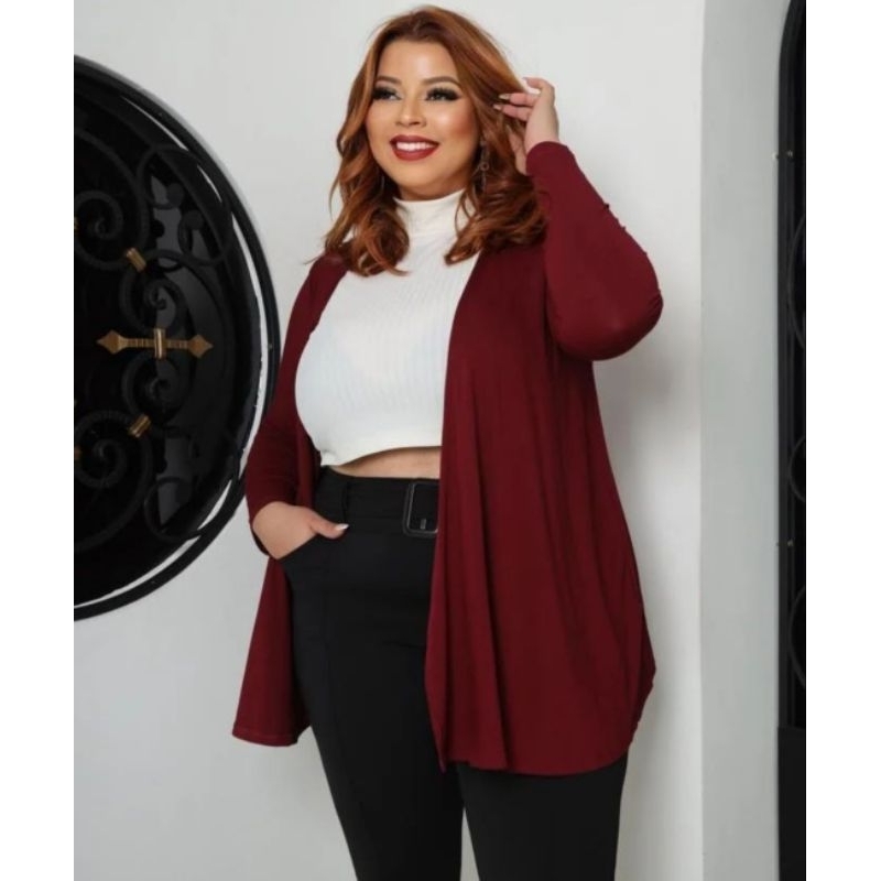 Cardigan PLUS SIZE casaco casaquinho feminino kimono acinturado