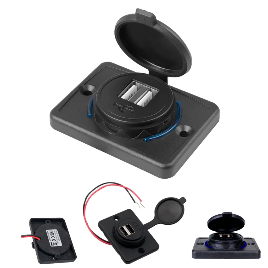 Tomada Carregador Usb Van Caminhão Barco 12v 24v 3.1A VEICULAR  2 ENTRADAS