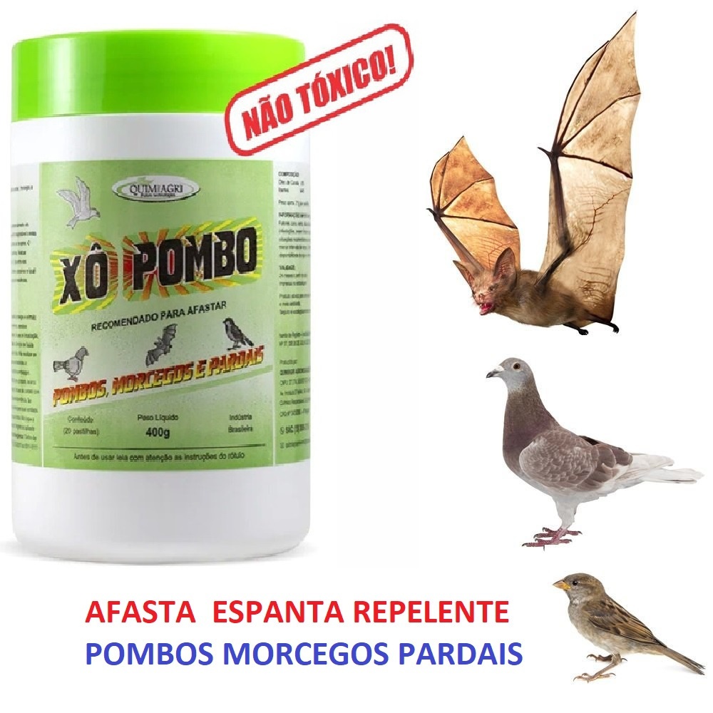 PASTILHA PARA POMBOS ESPANTA Repelente Xo POMBO Morcegos Pardais Afasta Acaba 400gr 20 pastilhas