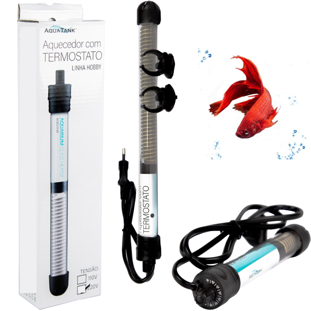 Termostato Aquatank com Aquecedor 100w Para Aquários de até 100 litros hobby