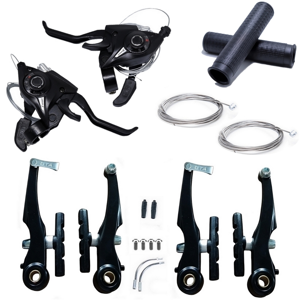 Kit Passador Alavanca de Bicicleta Rapid Fire 21v Freios De Bicicleta + Cabos + Manopla Punho