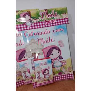 MINI kit colorir personalizado chapeuzinho vermelho aquarela ou normal  revistinha + MINI giz fazemos todos os temas em Oferta na Shopee