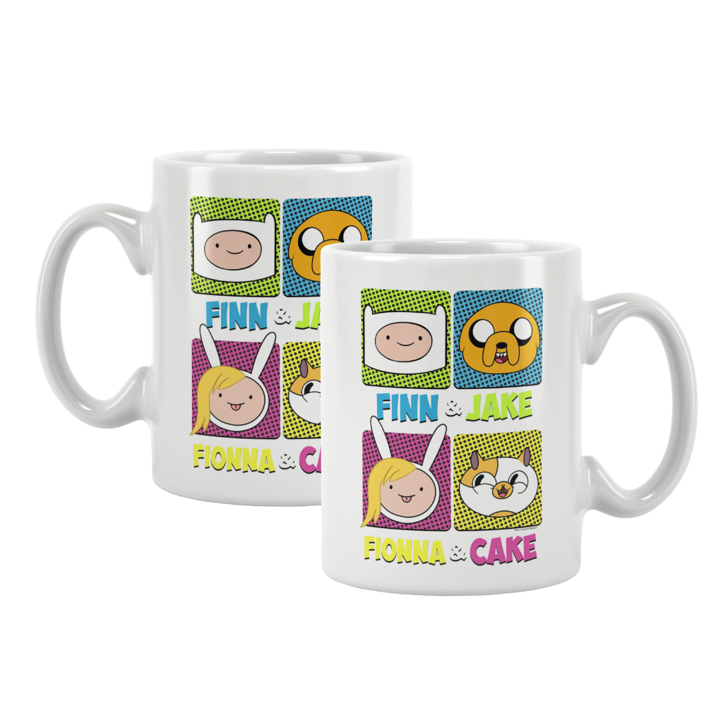 Caneca Finn & Jake Fionna & Cake Desenho Hora da Aventura 325ML Branca