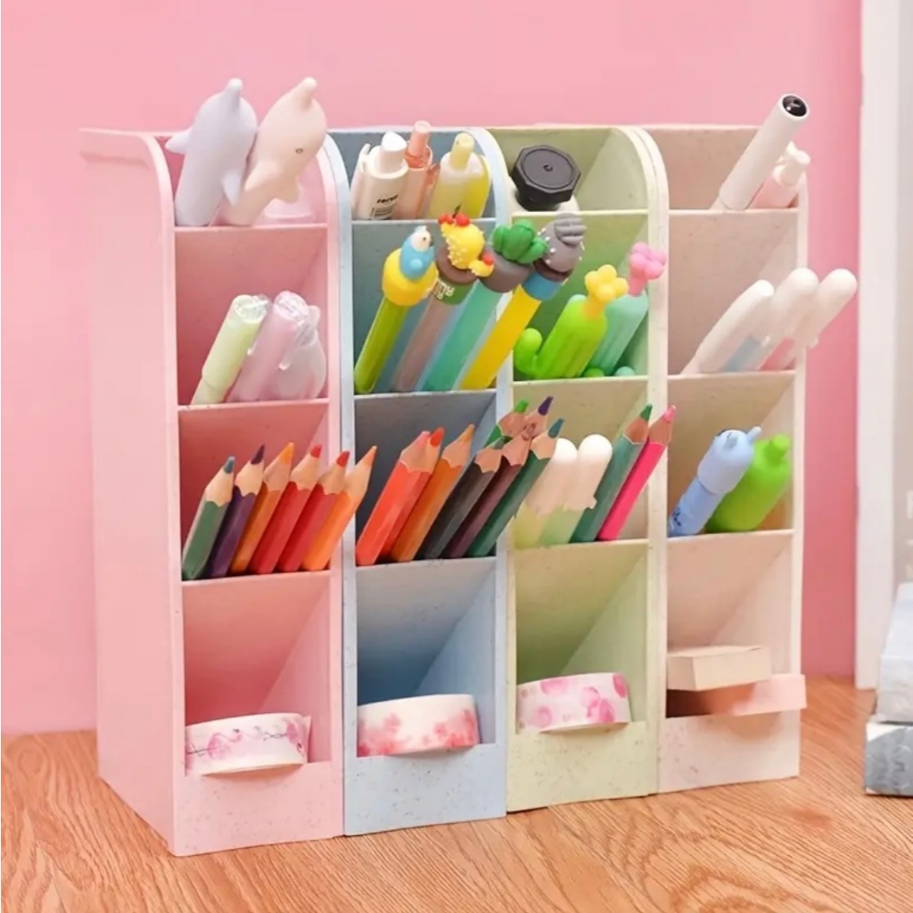 Organizador De Mesa Porta Lápis Caneta borracha 4 Divisórias Multiuso