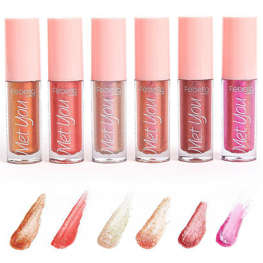 Gloss labial Febella Met You, brilho, cor, hidratação, maquiagem de longa duração e alta pigmentação em Oferta na Shopee