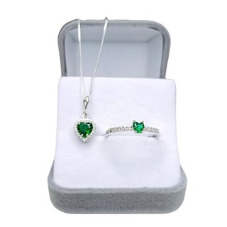 ANEL PRATA 925 + COLAR EM PRATA 925 - ANEL CORAÇÃO PRATA - COLAR FEMININO PRATA LEGÍTIMA