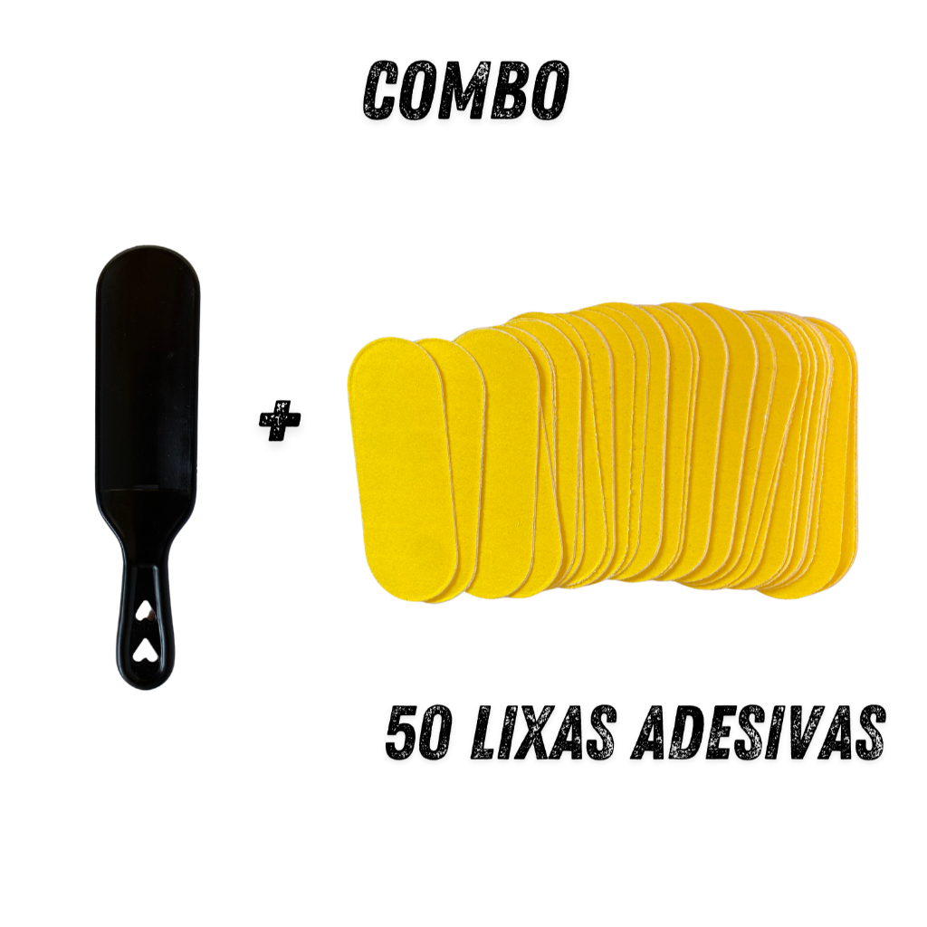 COMBO LIXA PÉS - SUPORTE + 50 LIXAS ADESIVAS - AMARELA.