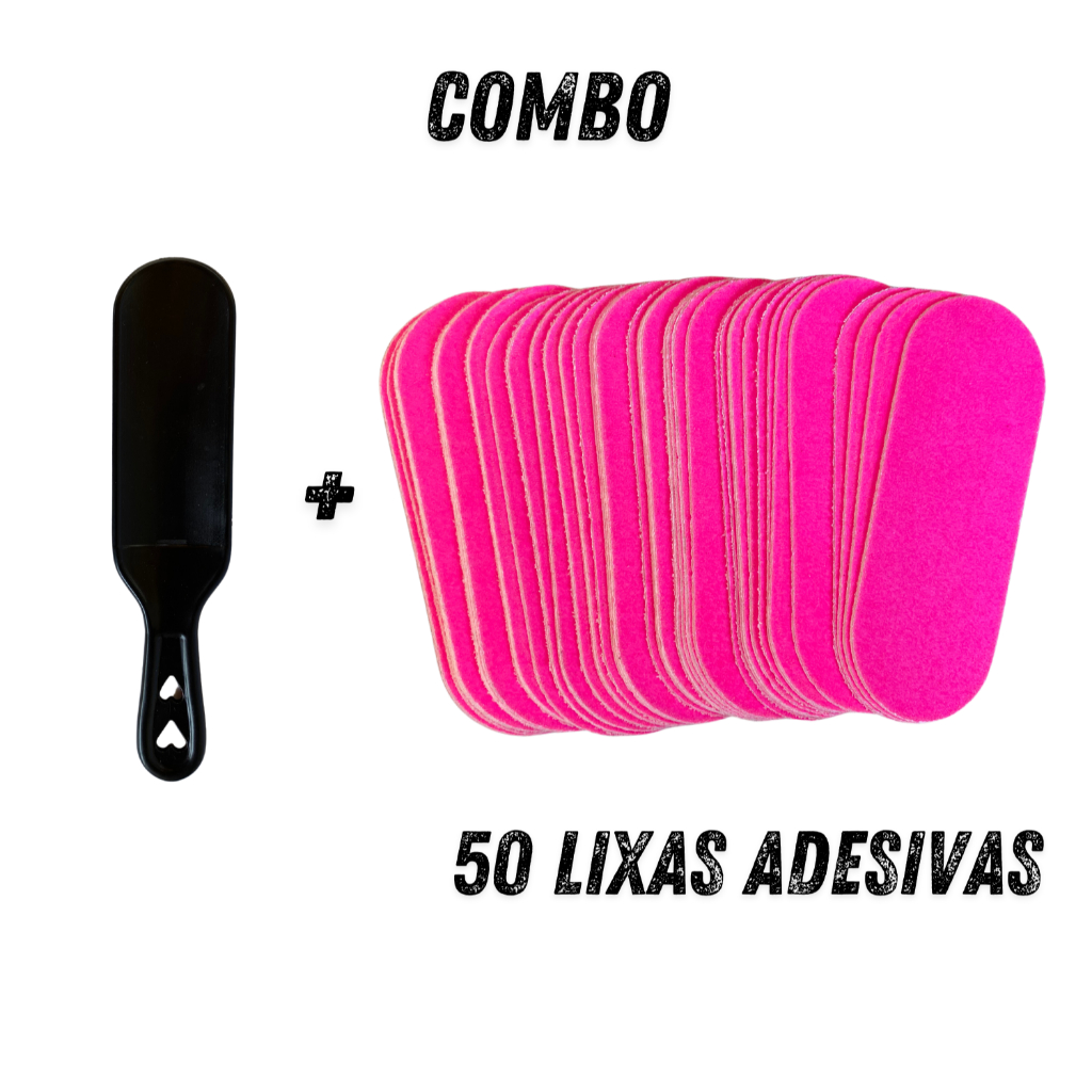 COMBO LIXA PÉS - SUPORTE + 50 LIXAS ADESIVAS - ROSA.