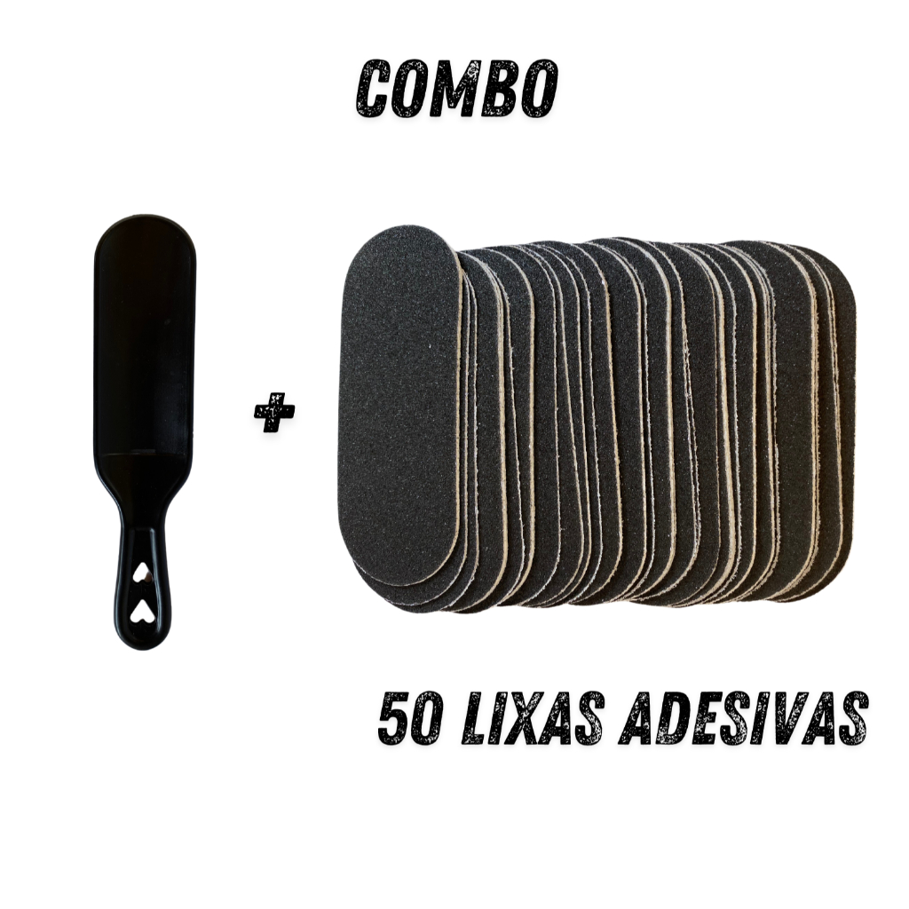 COMBO LIXA PÉS - SUPORTE + 50 LIXAS ADESIVAS - PRETA.