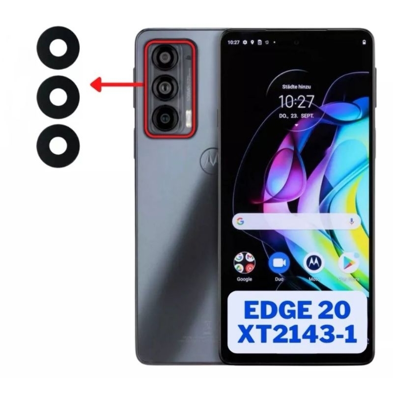 Lente Vidro de Câmera Traseira Compatível Moto Edge 20 Xt2143  (3pçs)