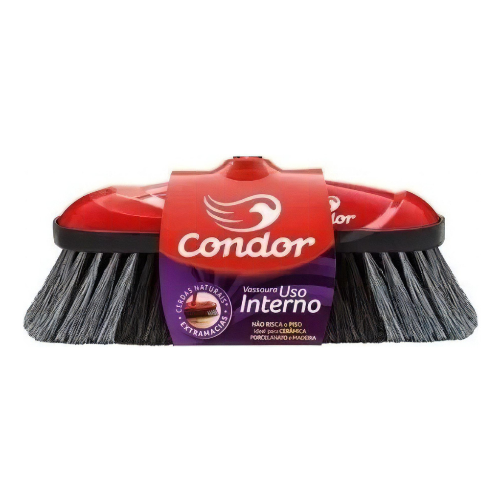 Vassoura Pelo Cerdas 50% naturais uso Interno S/ Cabo V8 Condor