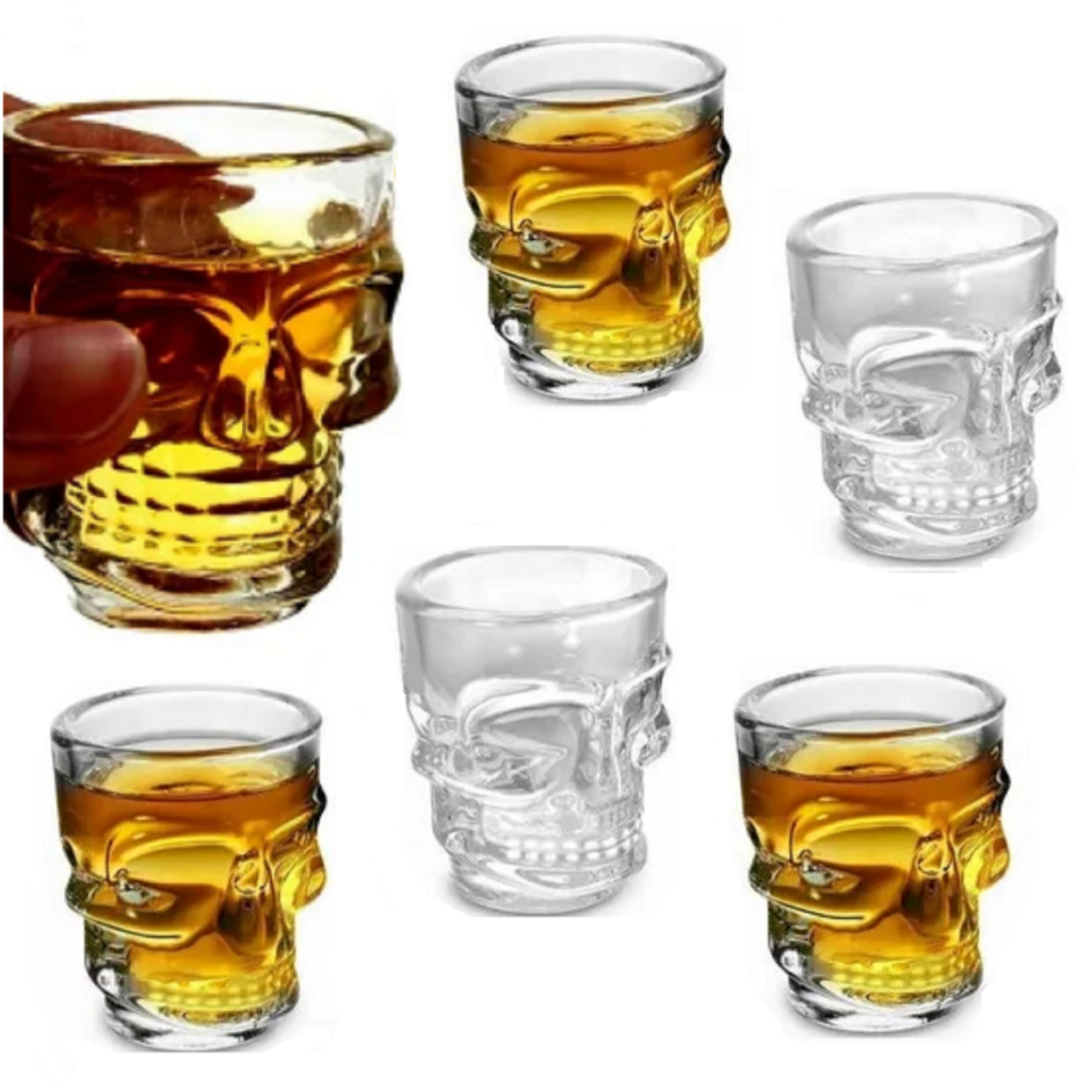 Kit 6 Copos Shot Caveira Copinho Cachaça Tequila Vodka 50 Ml