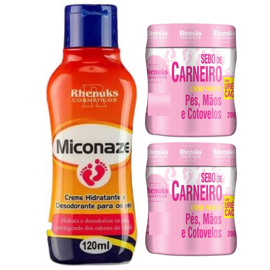Kit Hidratação Profunda Pés E Mãos - Creme Miconaze + 2und Creme Sebo De Carneiro