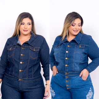 Jaqueta Jeans Plus Size Feminina com Lycra em Oferta na Shopee