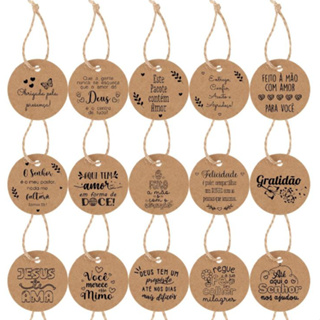 50 Tag Papel Kraft 4cm Com Fio Incluso Pronta Entrega Enviadas Com A Arte Escolhida Nas Variações em Oferta na Shopee