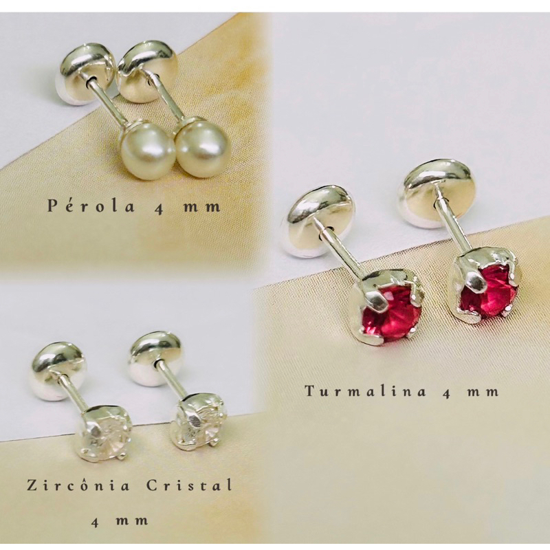 Brinco Infantil Bebê Prata 925 Legítima Ponto de Luz Zircônia Cristal Com Garantia em Oferta na Shopee