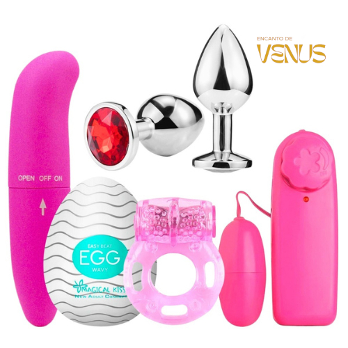 Kit Sex Shop Com Vibrador, Plug Anal P, Masturbador Masculino, Anel Peniano Com 05 Itens em Oferta na Shopee