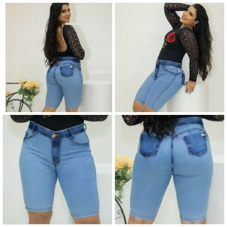 Bermuda Ciclista Cos Alto Jeans Cos Evidence Modelagem Levanta Bumbum Com Pinça em Oferta na Shopee