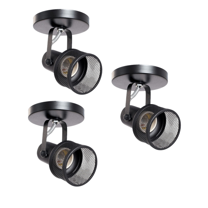 Kit 3 luminária Direcionável Spot Tela Sobrepor Para 1 Lampadas Teto Parede Casa Sala Quarto Par20 Led Bulbo E27