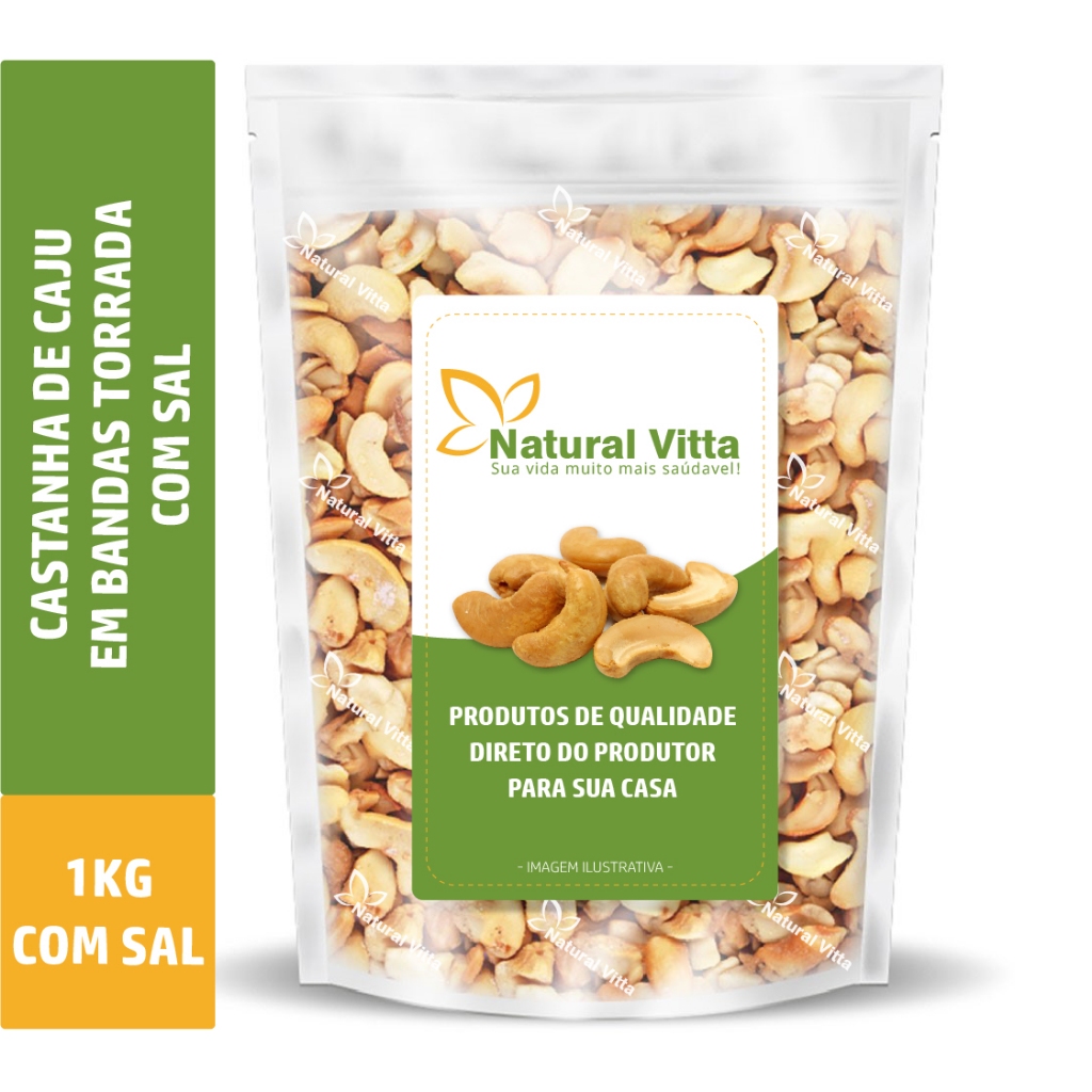 Castanha De Caju Banda 1kg - Torrada Com Sal Ou Sem Sal Natural Vitta em Oferta na Shopee