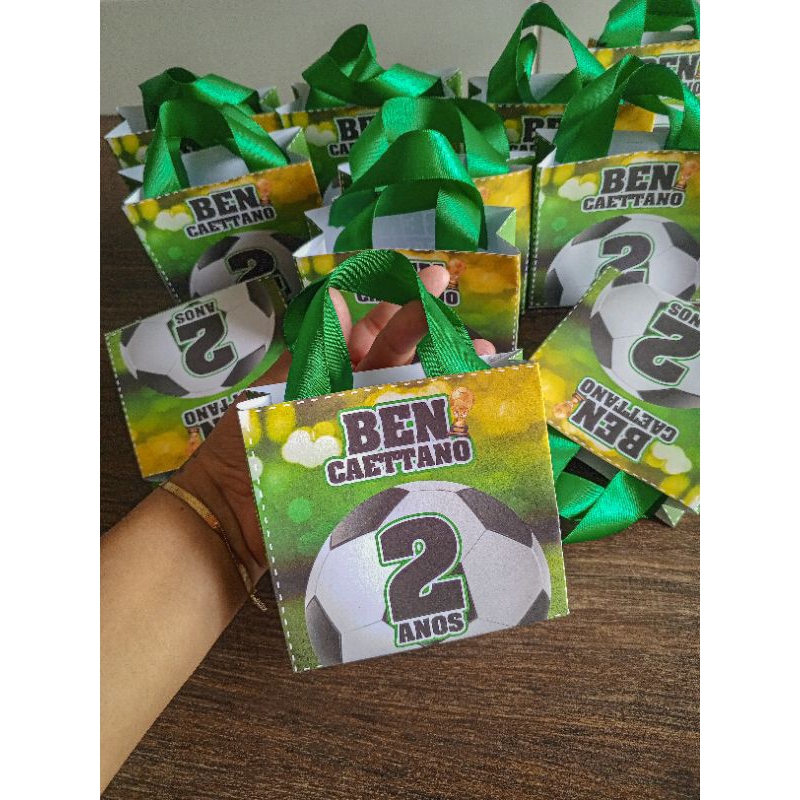 Kit 20 Mini Sacolinhas Surpresas Personalizadas, Festa Futebol, Lembrancinhas.