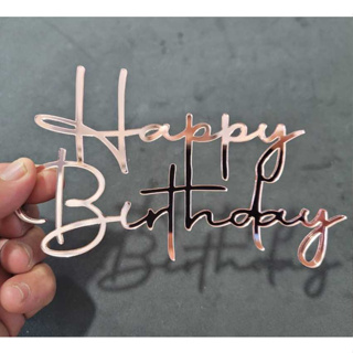 Aplique Para Bolo Em Acrílico 9x15cm - Happy Birthday em Oferta na Shopee