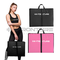 Colchonete Dobravel Preto Rosa Academia Treino Maleta Fitness Yoga Alongamento Abdominal Exercícios