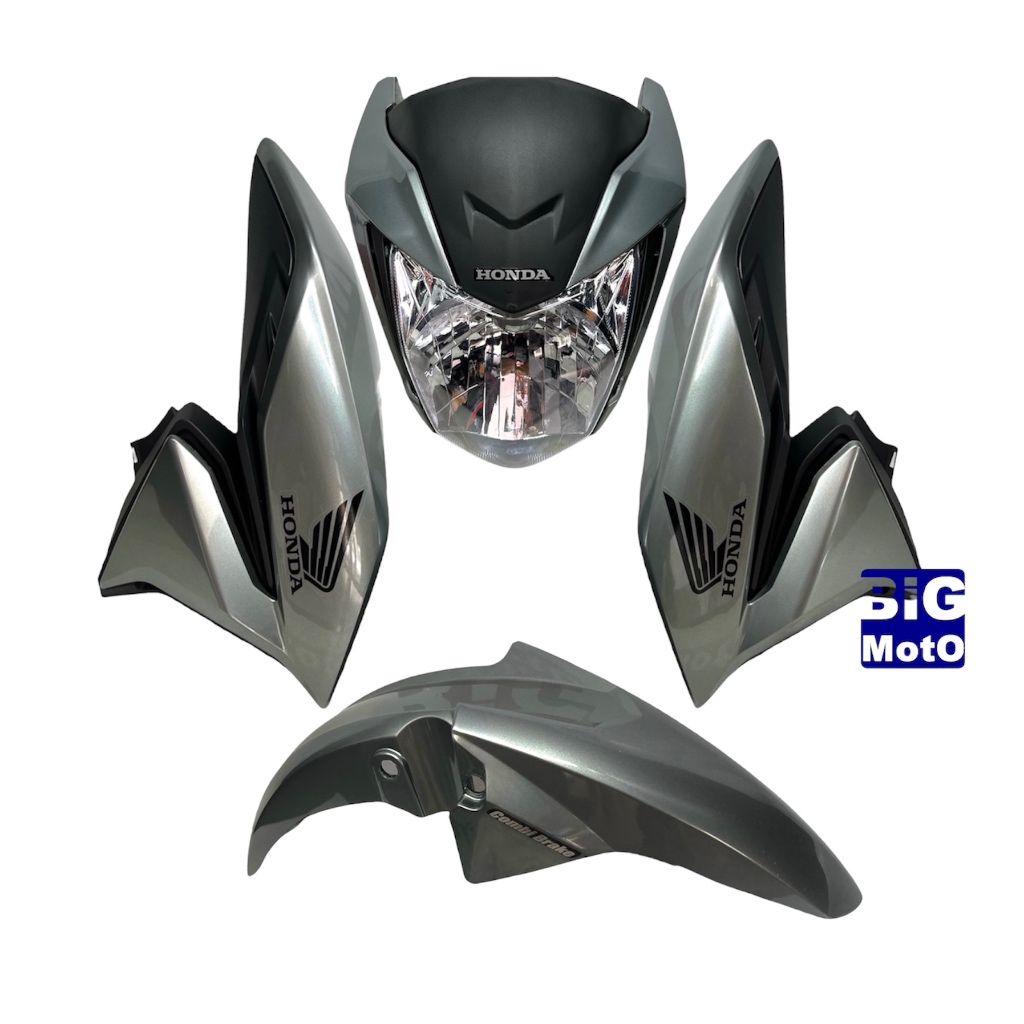 Kit CG Titan 160 2022/2023/2024 Prata Ibiuna(cor da titan 2019) - Frente Titan 160 com aranha + Par Aba do tanque CG Titan 160 2022/2023/2024 com Complemento + Paralama dianteiro