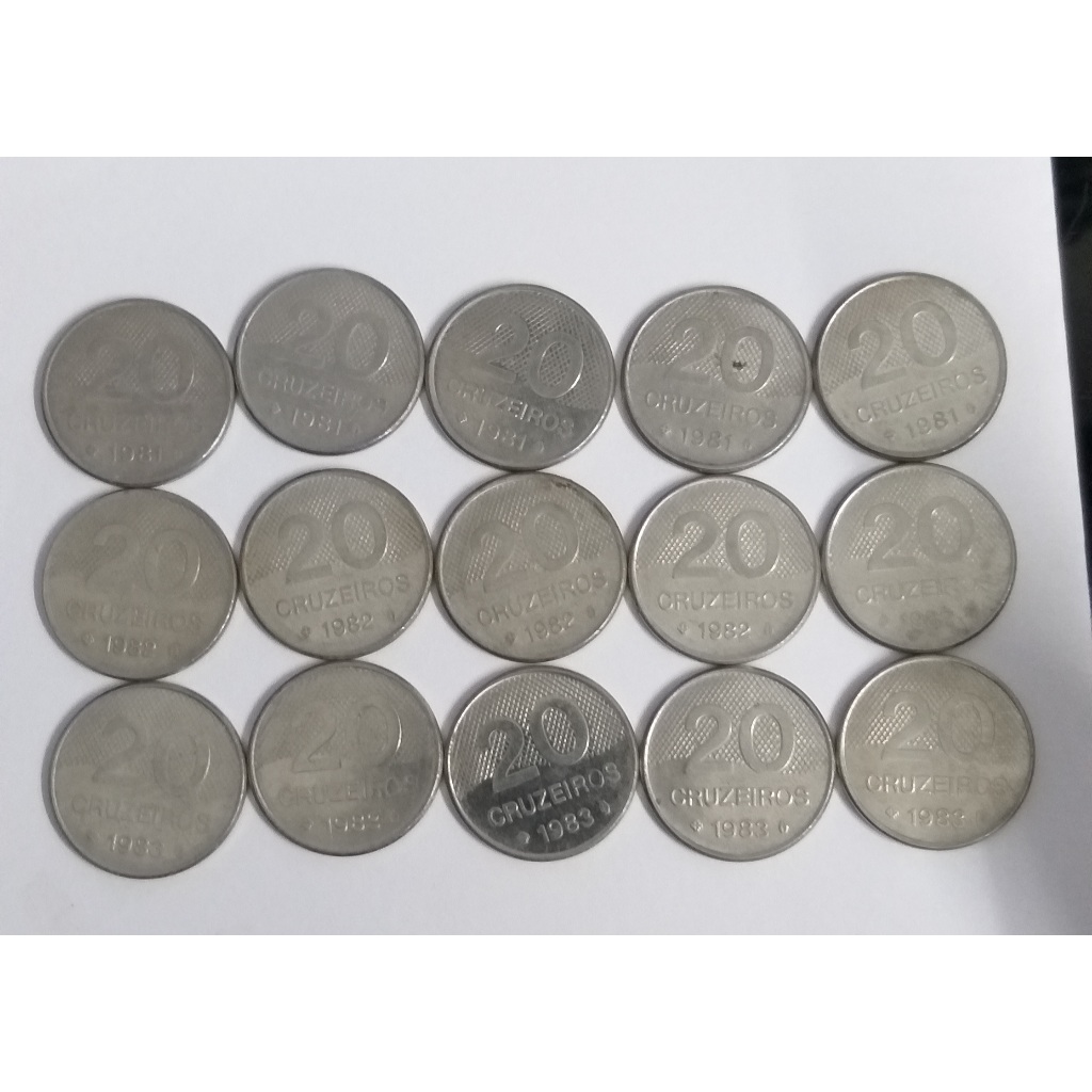 Lote 15 Moedas De 20 Cruzeiro 1981,1982 E 1993